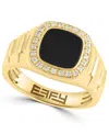 Effy Collection Men's Diamond (1/6 Ct. T.w.) And Onyx (1-3/8 Ct. T.w.) Ring In 14k Yellow Gold In Gold