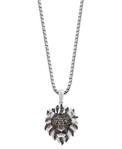 Effy Collection Men's Garnet, Smoky Quartz (1-5/8 Ct. T.w.) & Tsavorite (0.03 Ct. T.w.) Pendant Necklace In Sterling In Silver