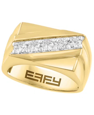 Effy Collection Men's Lab Grown Diamond Ring (7/8 Ct. T.w.) In 14k Gold Over Silver In Multi