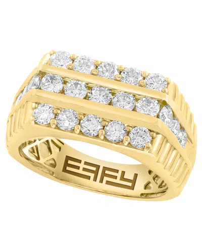 Effy Collection Men's Lab-grown Diamond (1-7/8 Ct. T.w.) Ring In 14k Gold-plated Sterling Silver
