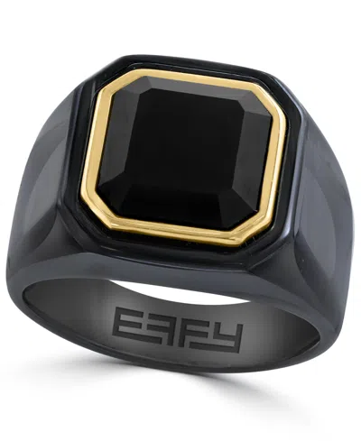 Effy Collection Men's Onyx Ring In 14k Gold Over Silver In Multi