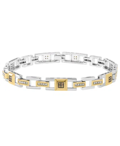 Effy Collection Men's White Diamond (1/3 Ct. T.w.) And Brown Diamond (1/4 Ct.t.w.) Bracelet In Sterling Silver