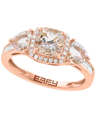 Effy Collection Morganite (1-1/2 Ct. T.w.) & Diamond (1/6 Ct. T.w.) Ring In 14k Rose Gold