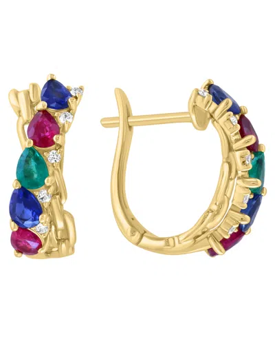 Effy Collection Multi-gemstone (1-5/6 Ct. T.w.) & Diamond (1/10 Ct. T.w.) Earrings In 14k Yellow Gold