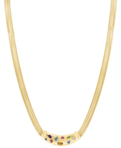 Effy Collection Multi-gemstone And Diamond (1/20 Ct. T.w.) Necklace In Gold Over Silver