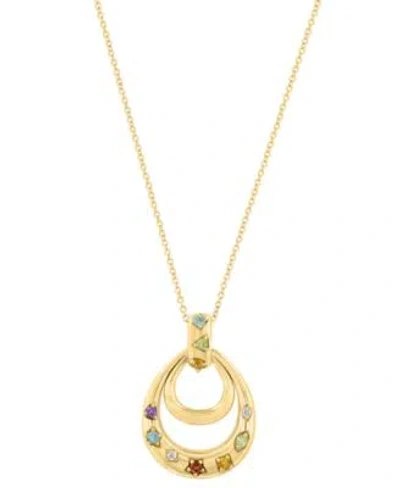Effy Collection Multi Gemstone Diamond Accent Necklace Bangle In 14k Yellow Gold Over Sterling Silver In Multi-gemstone