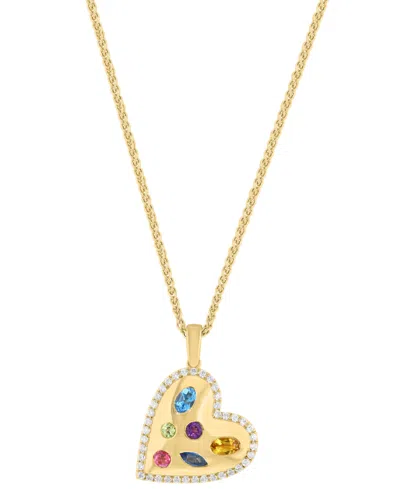Effy Collection Multi Gemstone Pendant Necklace (1-5/8 Ct. T.w.) In Yellow Gold Over Silver