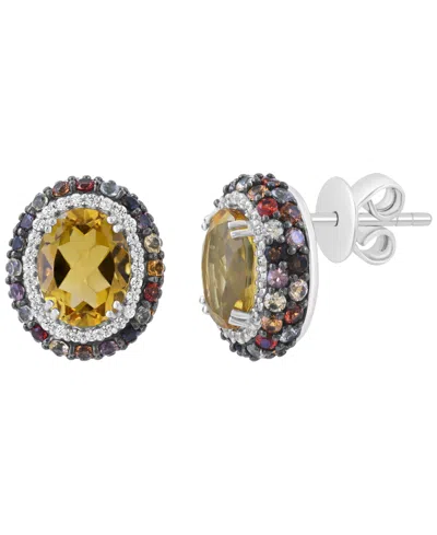 Effy Collection Multi-gemstone Round Earrings (5-1/2 Ct. T.w.) In Sterling Silver