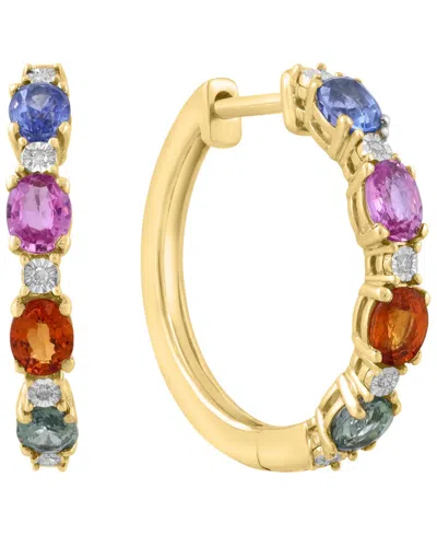 Effy Collection Multi Sapphire (1-7/8 Ct. T.w.) And Diamond Accent Earrings In 14k Yellow Gold