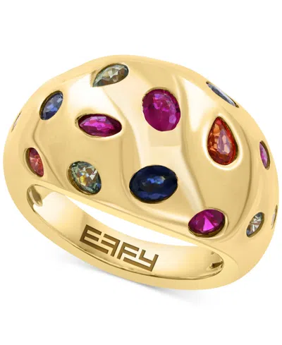 Effy Collection Multi Sapphire (2-1/3 Ct. T.w.) Ring In 14k Gold Over Silver