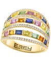 Effy Collection Multi-sapphire (2-1/5 Ct. T.w.) & Diamond (3/8 Ct. T.w.) Ring In 14k Yellow Gold In Gold
