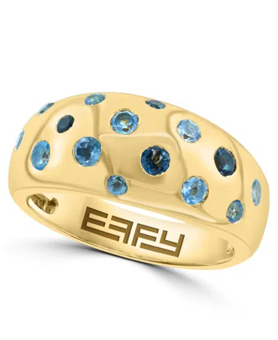 Effy Collection Multi-blue Topaz (1-1/10 Ct. T.w.) Ring In 14k Yellow Gold Over Sterling Silver In Multi Blue Topaz