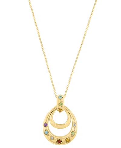 Effy Collection Multi-gemstone (1/4 Ct. T.w.) & Diamond Accent Pendant Necklace In 14k Yellow Gold Over Sterling Sil