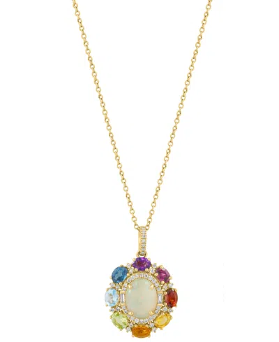 Effy Collection Multi-gemstone (2-5/8 Ct. T.w.) & Diamond (1/5 Ct. T.w.) Pendant Necklace In 14k Yellow Gold