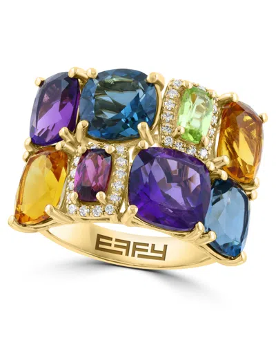 Effy Collection Multi-gemstone (7 Ct. T.w.) & Diamond (1/10 Ct. T.w.) Ring In 14k Yellow Gold In Multi Gemstone