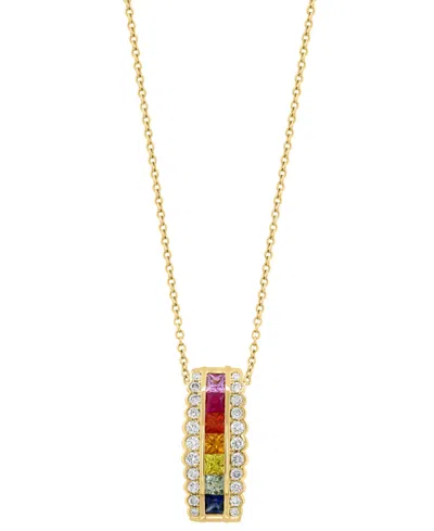Effy Collection Multi-sapphire (5/8 Ct. T.w.), Tsavorite (1/10 Ct. T.w.) & Diamond (1/3 Ct. T.w.) Pendant Necklace I In Gold