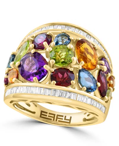 Effy Collection Multi-stone Cocktail Ring (3/8 Ct. T.w.) In 14k Yellow Gold