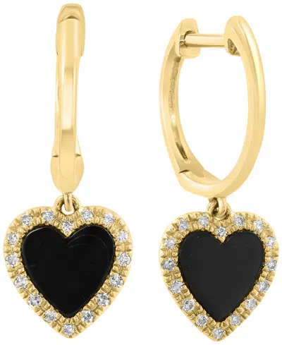 Effy Collection Onyx & Diamond (1/10 Ct. T.w.) Drop Earrings In 14k Yellow Gold
