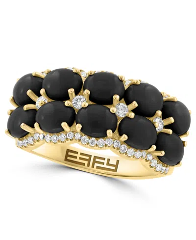 Effy Collection Onyx & Diamond (1/4 Ct. T.w.) Ring In 14k Yellow Gold