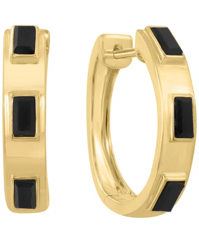 Effy Collection Onyx Earrings In 14k Yellow Gold Over Silver