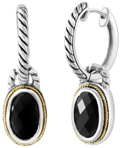 Effy Collection Onyx Earrings In Sterling Silver With 18k Yellow Gold In Multi