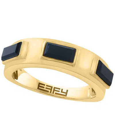 Effy Collection Onyx Ring In 14k Yellow Gold Over Silver