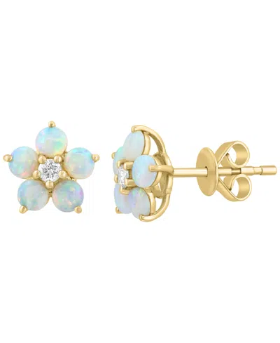 Effy Collection Opal (1 Ct. T.w.) & Diamond (1/10 Ct. T.w.) Earrings In 14k Yellow Gold