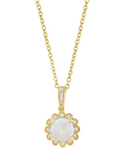 Effy Collection Opal (1/2 Ct. T.w.) And Diamond (1/10 Ct. T.w.) Pendant Necklace In 14k Yellow Gold