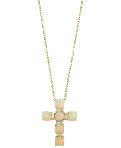 Effy Collection Opal (2-3/8 Ct. T.w.) & Diamond (1/10 Ct. T.w.) Pendant Necklace In 14k Yellow Gold