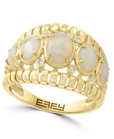 Effy Collection Opal And Diamond Cocktail Ring (1-3/8 Ct. T.w. Opal, 1/20 Ct. T.w. Diamond) In 14k Yellow Gold