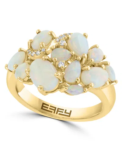 Effy Collection Pear Shape Opal And Diamond Ring (1-5/8 Ct. T.w. Opal And 1/20 Ct. T.w. Diamond) In 14k Yellow Gold