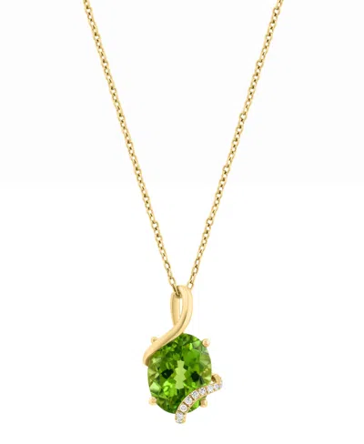 Effy Collection Peridot Diamond Pendant Necklace Cocktail Ring In 14k Yellow Gold