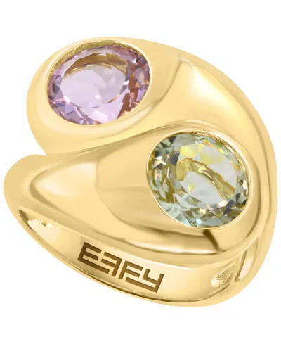 Effy Collection Pink Amethyst (1-7/8 Ct. T.w.) & Green Amethyst (2-3/8 Ct. T.w.) Ring In Gold Over Silver