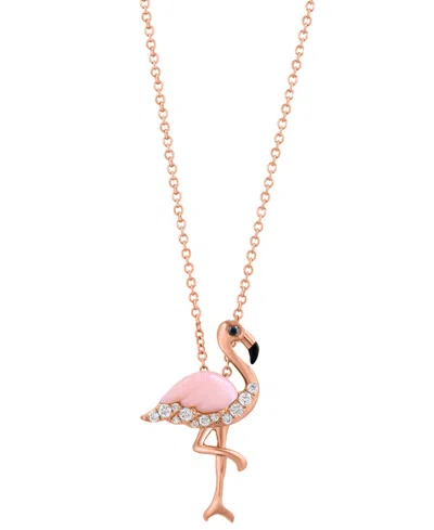 Effy Collection Pink Opal (3/8 Ct. T.w.) & Diamond (1/8 Ct. T.w.) Pendant Necklace In 14k Rose Gold