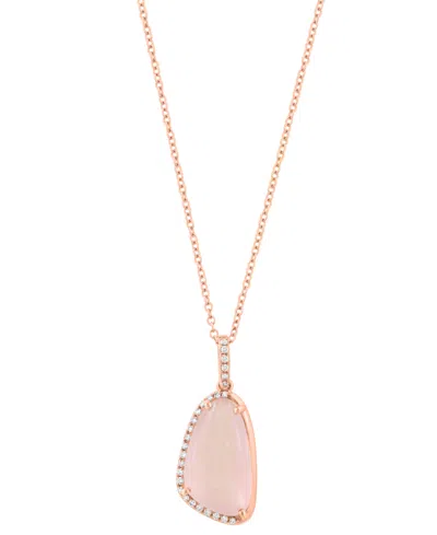 Effy Collection Quartz And Diamond Pendant Necklace (quartz 6-3/4 Ct. T.w., Diamond 1/10 Ct. T.w.) In 14k Rose Gold