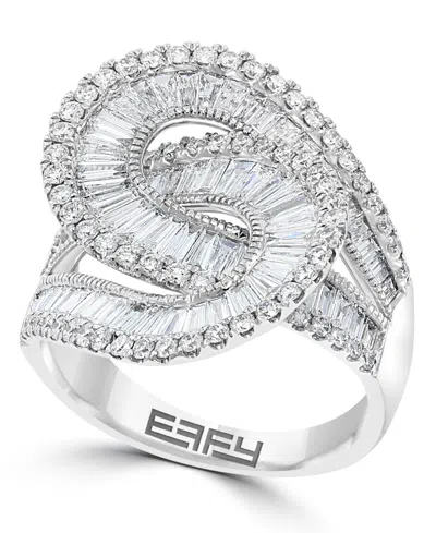 Effy Collection Round & Baguette Multirow Diamond Ring (1-7/8 Ct. T.w.) In 14k White Gold In Metallic