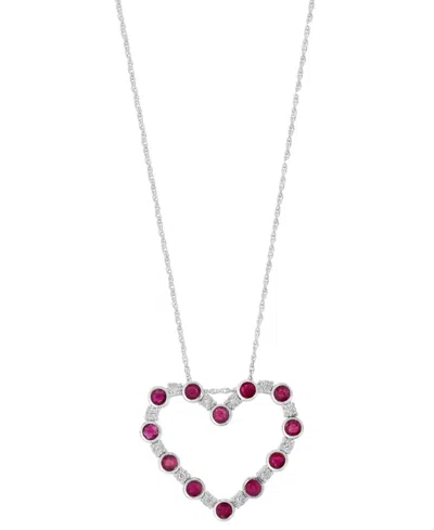 Effy Collection Ruby (1-1/6 Ct. T.w.) And Diamond (1/20 Ct. T.w.) Pendant Necklace In Sterling Silver