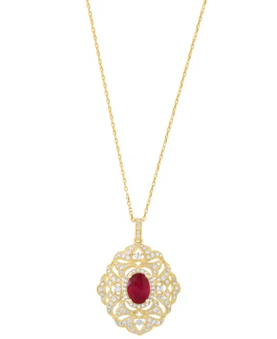 Effy Collection Ruby (1-3/8 Ct. T.w.) & Diamond (5/8 Ct. T.w.) Pendant Necklace In 14k Yellow Gold