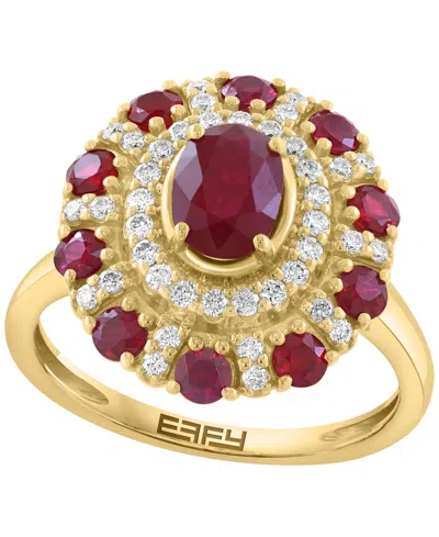 Effy Collection Ruby (1-5/8 Ct. T.w.) & Diamond (1/3 Ct. T.w.) Ring In 14k Rose Gold