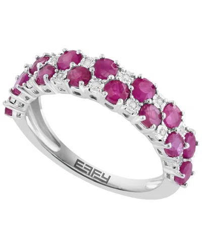 Effy Collection Ruby (1-1/6 Ct. T.w.) & Diamond (1/20 Ct. T.w.) Ring In Sterling Silver In Pink