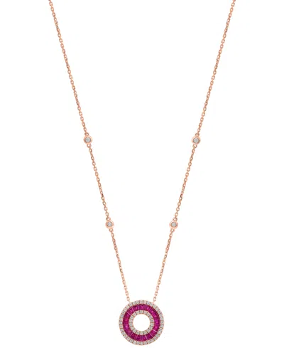 Effy Collection Ruby (1-1/8 Ct. T.w.) & Diamond (3/8 Ct. T.w.) Pendant Necklace In 14k Rose Gold