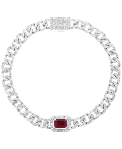 Effy Collection Ruby (1-3/8 Ct. T.w.) & Diamond (1-1/5 Ct. T.w.) Bracelet In Sterling Silver