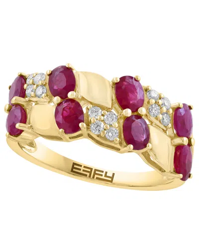 Effy Collection Ruby (1-5/8 Ct. T.w.) & Diamond (1/6 Ct. T.w.) Ring In 14k Yellow Gold