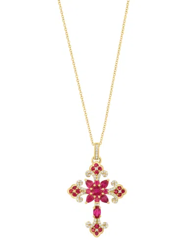Effy Collection Ruby (2-3/8 Ct. T.w.) & Diamond (1/3 Ct. T.w.) Pendant Necklace In 14k Rose Gold