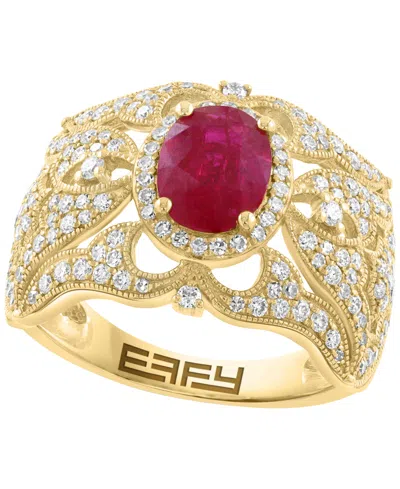 Effy Collection Ruby (2-3/8 Ct. T.w.) & Diamond (3/4 Ct. T.w.) Ring In 14k Yellow Gold
