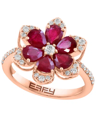 Effy Collection Ruby (2-1/4 Ct. T.w.) & Diamond (1/3 Ct. T.w.) Ring In 14k Rose Gold