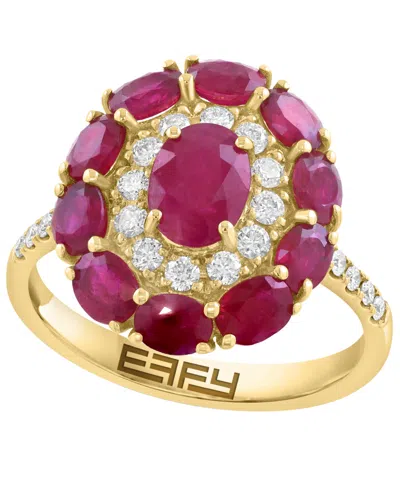 Effy Collection Ruby (3-1/10 Ct. T.w.) & Diamond (1/3 Ct. T.w.) Ring In 14k Yellow Gold