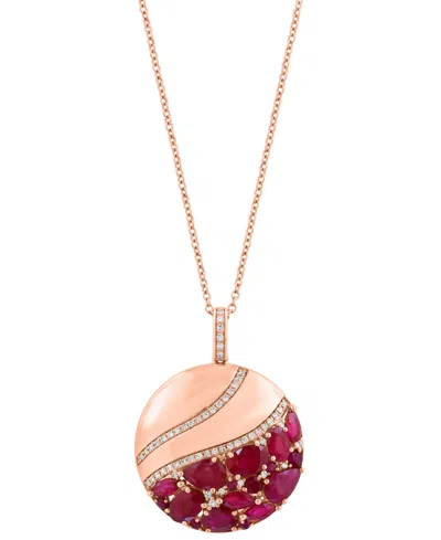 Effy Collection Ruby (3-1/2 Ct. T.w.) & Diamond (1/5 Ct. T.w.) Pendant Necklace In 14k Rose Gold