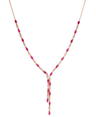 Effy Collection Ruby (3-1/3 Ct. T.w.) & Diamond (3/8 Ct. T.w.) Necklace In 14k Rose Gold In Multi