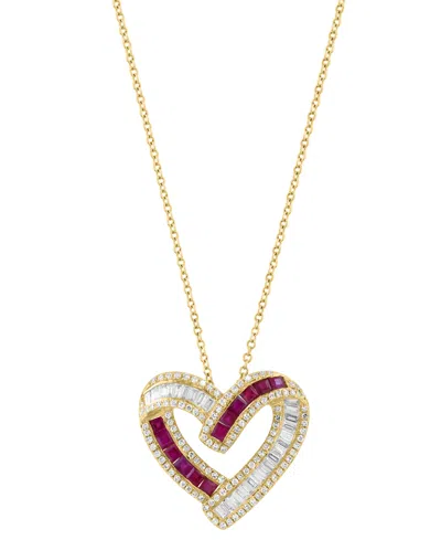 Effy Collection Ruby (3/4 Ct. T.w.) & Diamond (3/4 Ct. T.w.) Pendant Necklace In 14k Yellow Gold